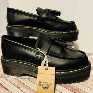 Dr. Martens Black Platform Tassel Loafers